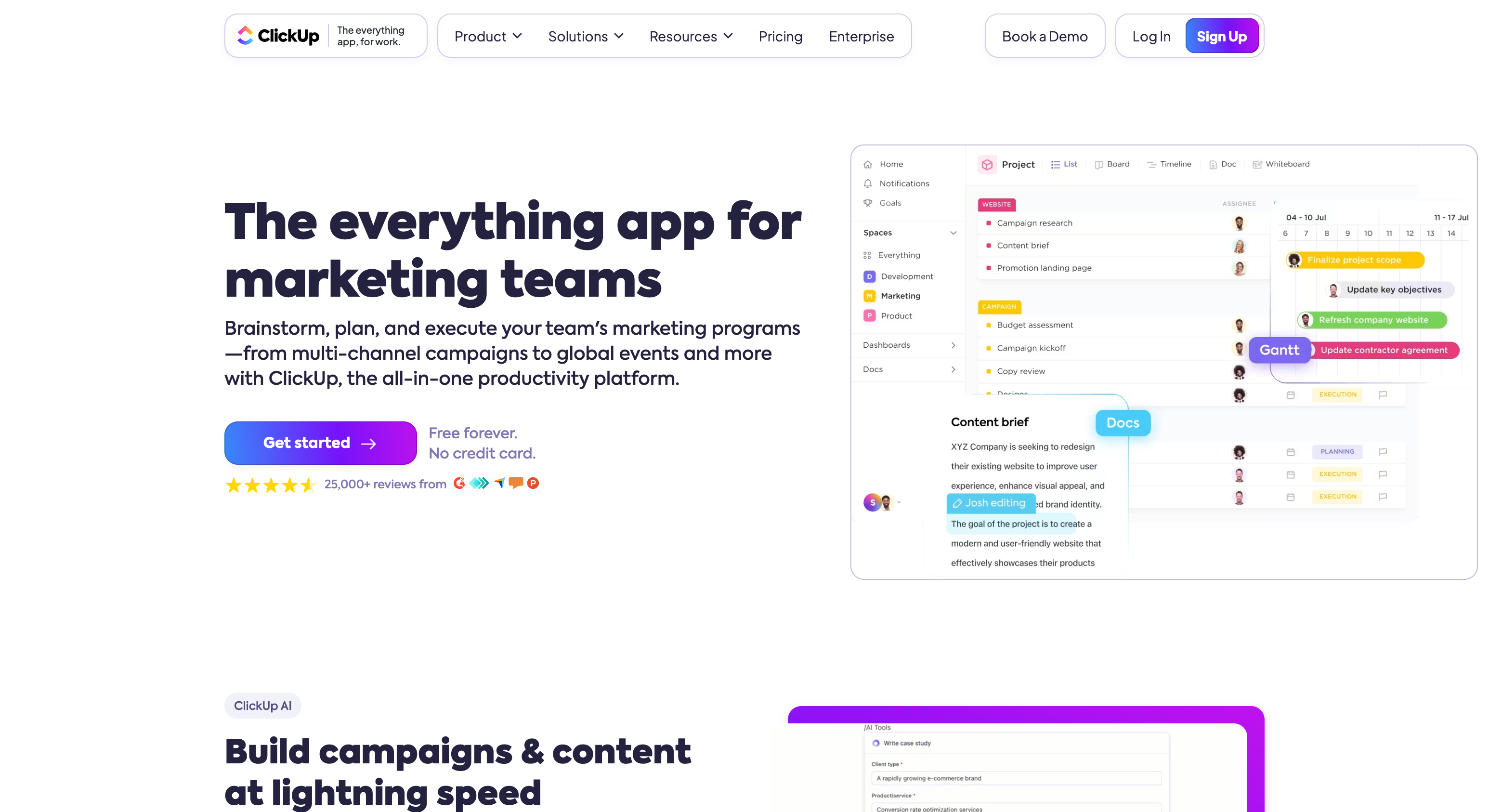 ClickUp website